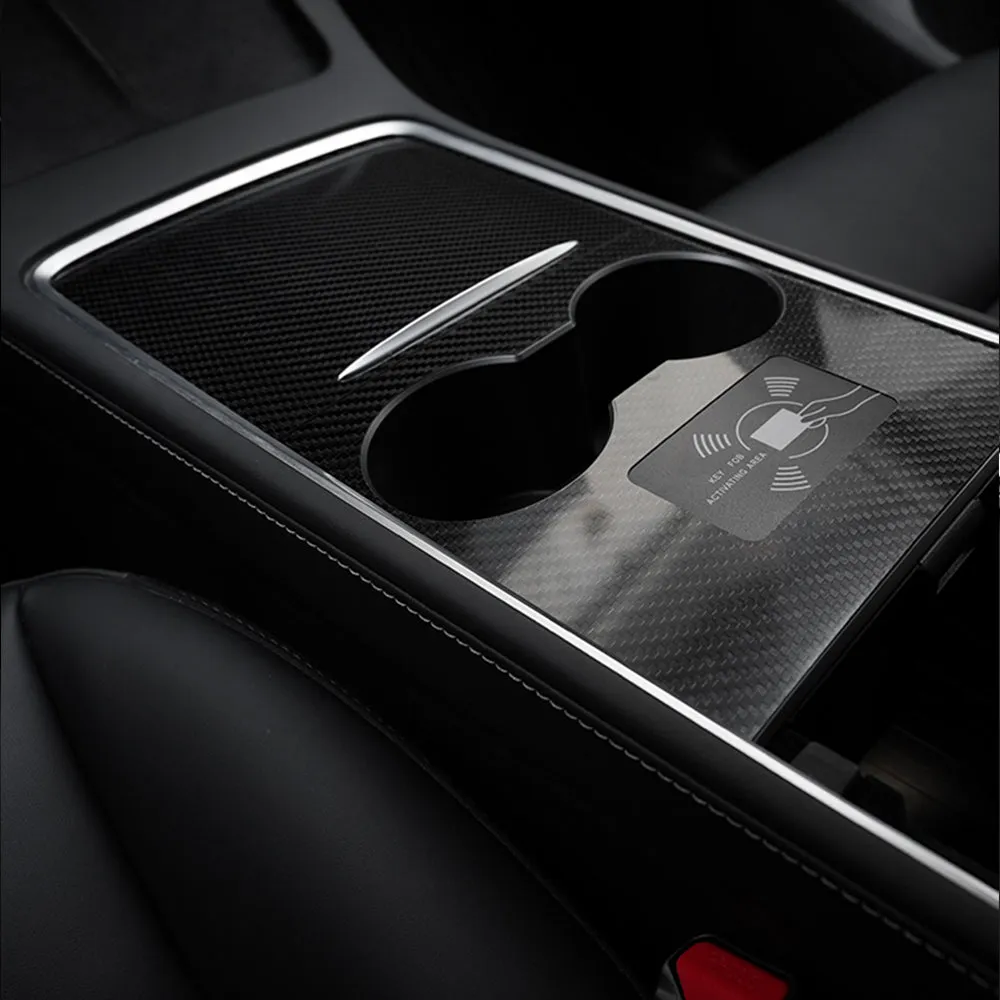 Tesla Model Y 3 Carbon Fiber Interior Accessories Center Console Trim Panel Cover