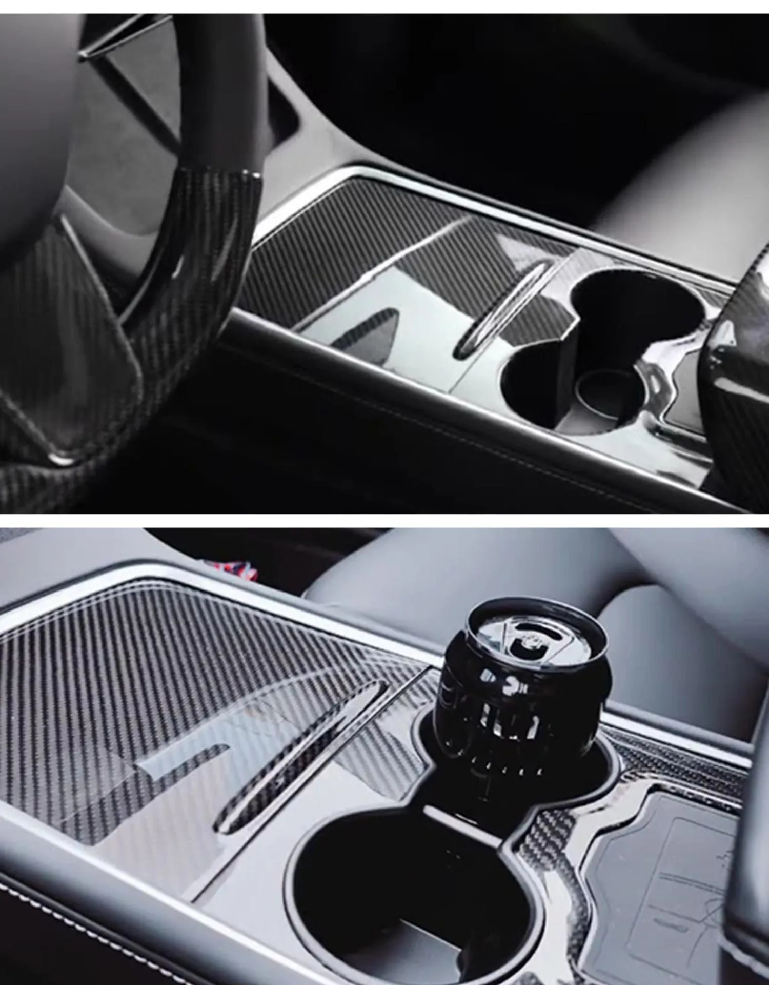 Tesla Model Y 3 Carbon Fiber Interior Accessories Center Console Trim Panel Cover