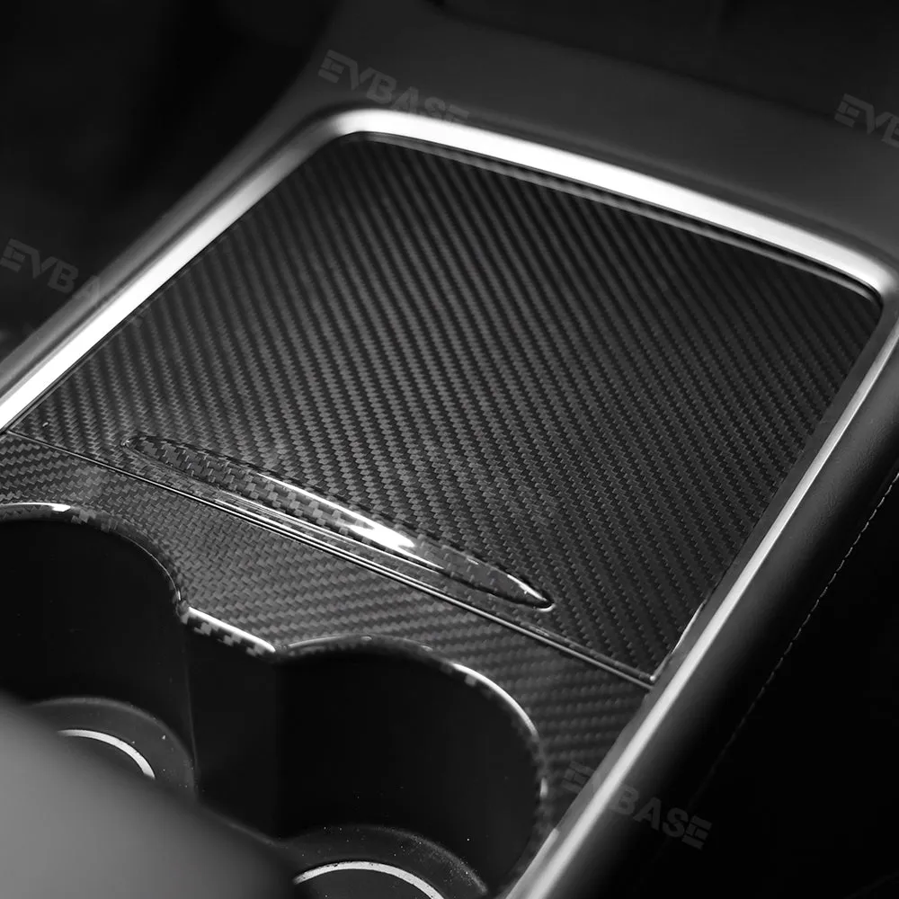 Tesla Model Y 3 Carbon Fiber Interior Accessories Center Console Trim Panel Cover