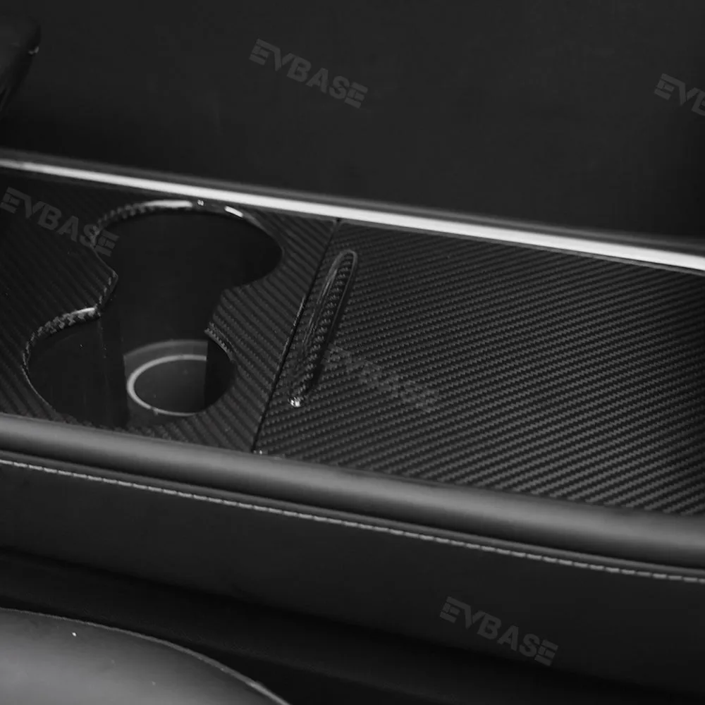 Tesla Model Y 3 Carbon Fiber Interior Accessories Center Console Trim Panel Cover