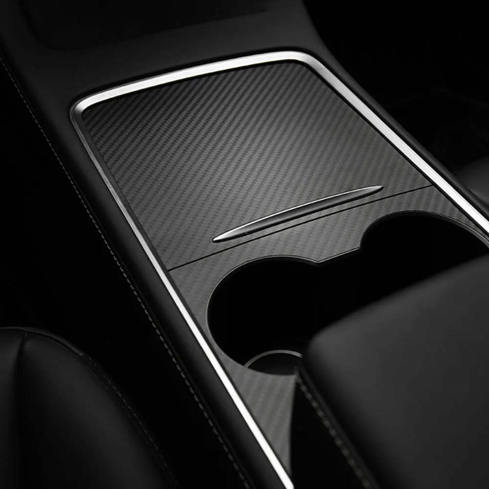 Tesla Model Y 3 Carbon Fiber Interior Accessories Center Console Trim Panel Cover