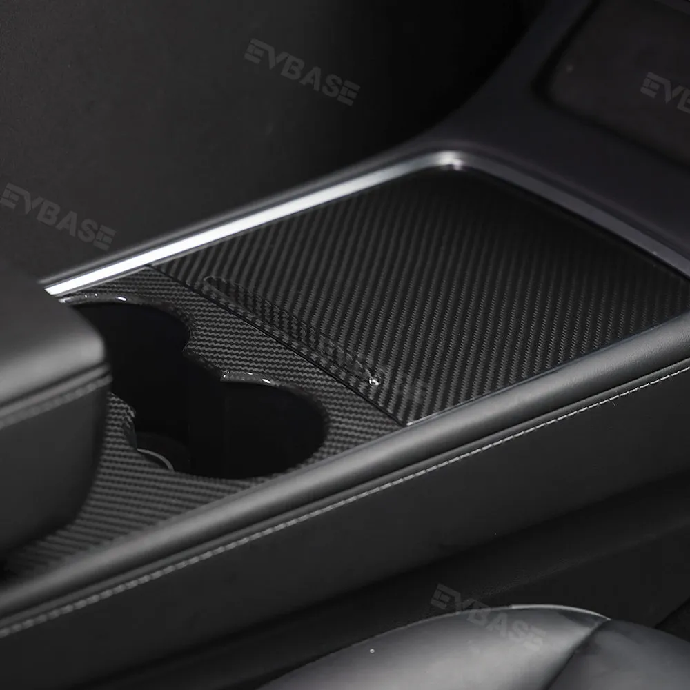 Tesla Model Y 3 Carbon Fiber Interior Accessories Center Console Trim Panel Cover
