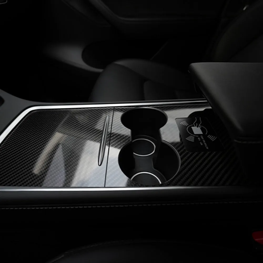 Tesla Model Y 3 Carbon Fiber Interior Accessories Center Console Trim Panel Cover