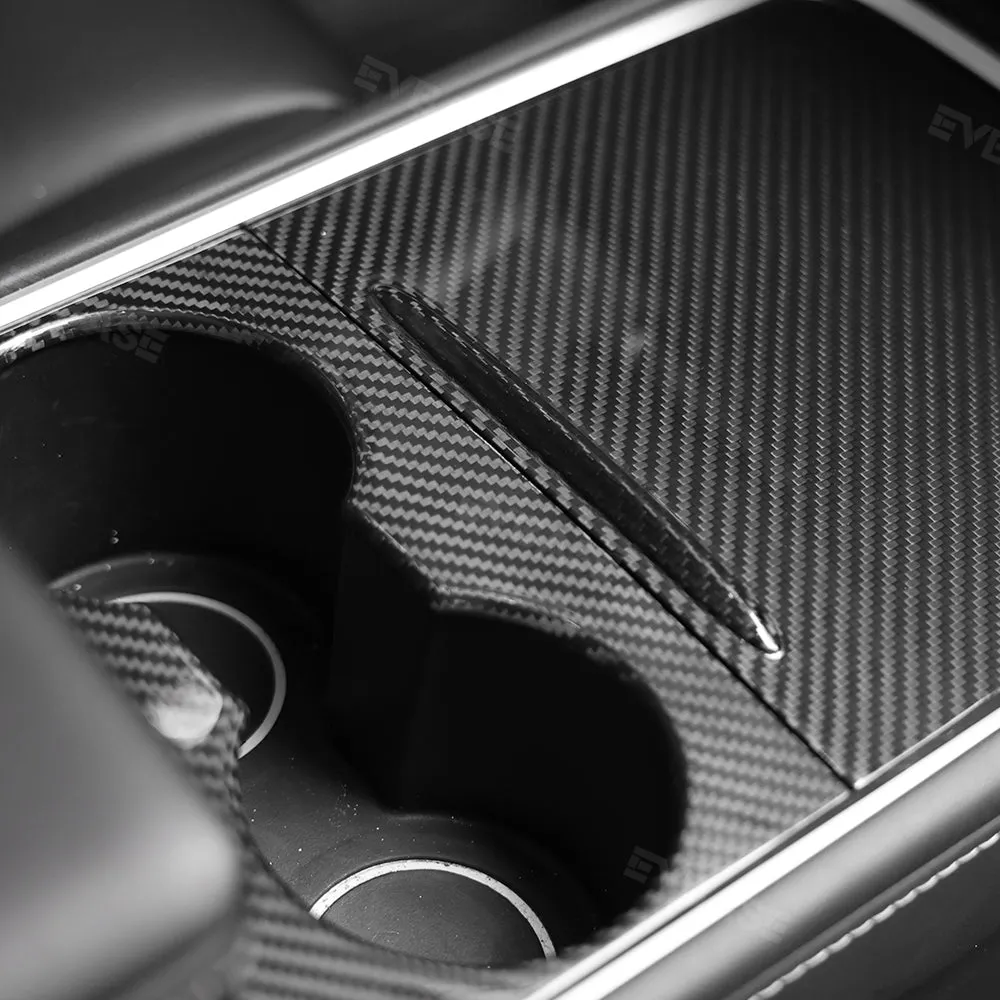Tesla Model Y 3 Carbon Fiber Interior Accessories Center Console Trim Panel Cover
