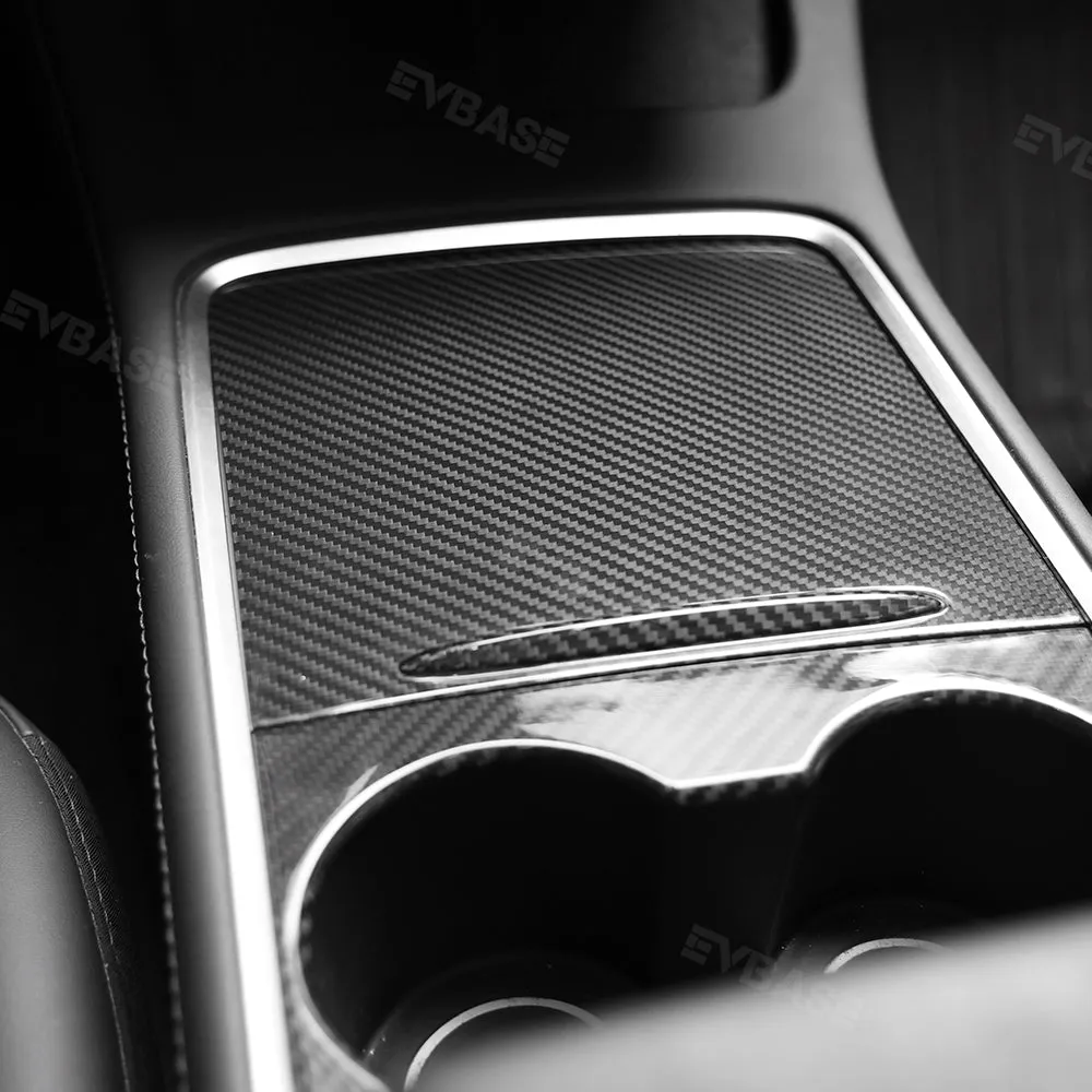 Tesla Model Y 3 Carbon Fiber Interior Accessories Center Console Trim Panel Cover
