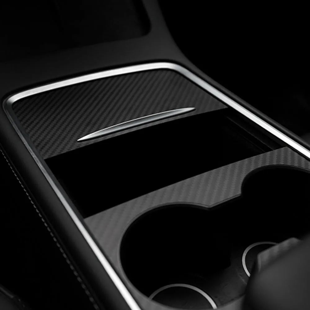 Tesla Model Y 3 Carbon Fiber Interior Accessories Center Console Trim Panel Cover