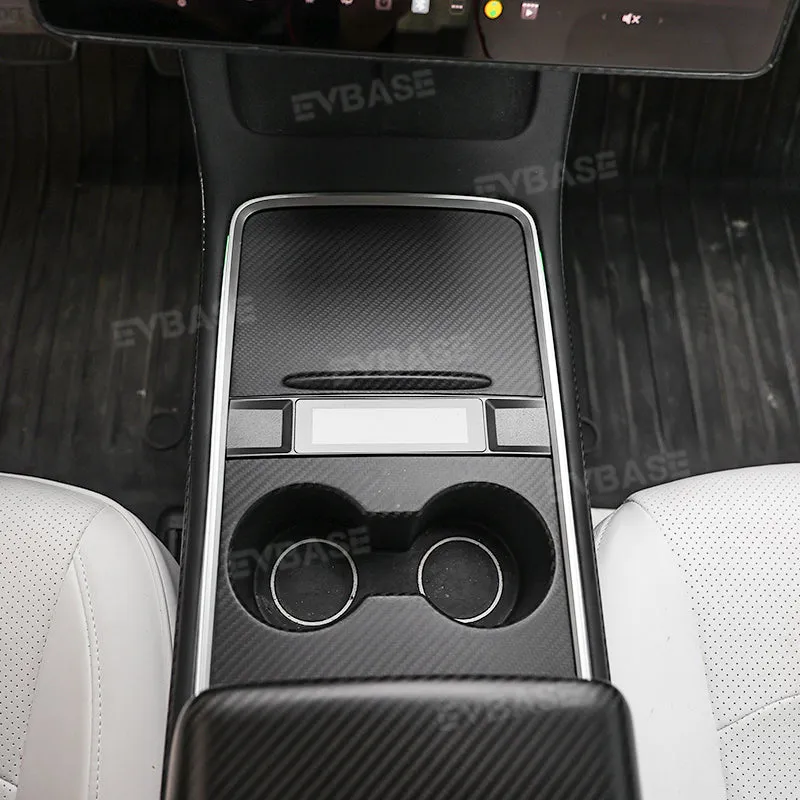 Tesla Model Y 3 Carbon Fiber Interior Accessories Center Console Trim Panel Cover