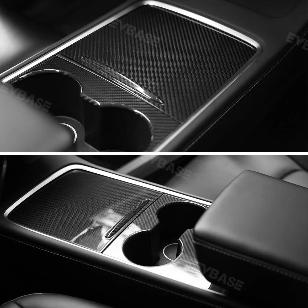 Tesla Model Y 3 Carbon Fiber Interior Accessories Center Console Trim Panel Cover