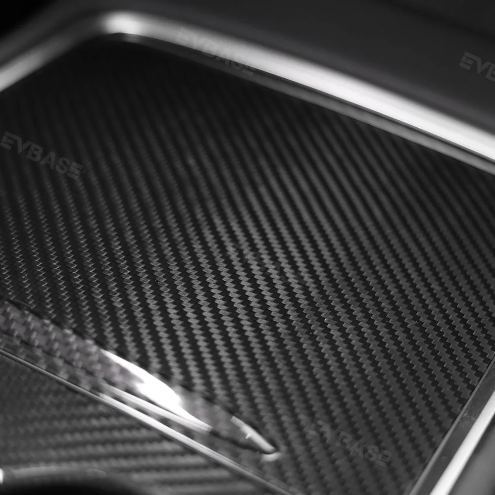 Tesla Model Y 3 Carbon Fiber Interior Accessories Center Console Trim Panel Cover