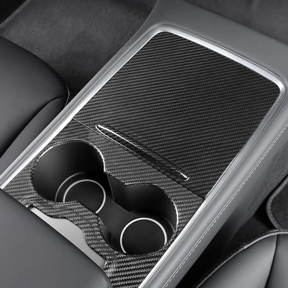 Tesla Model Y 3 Carbon Fiber Interior Accessories Center Console Trim Panel Cover