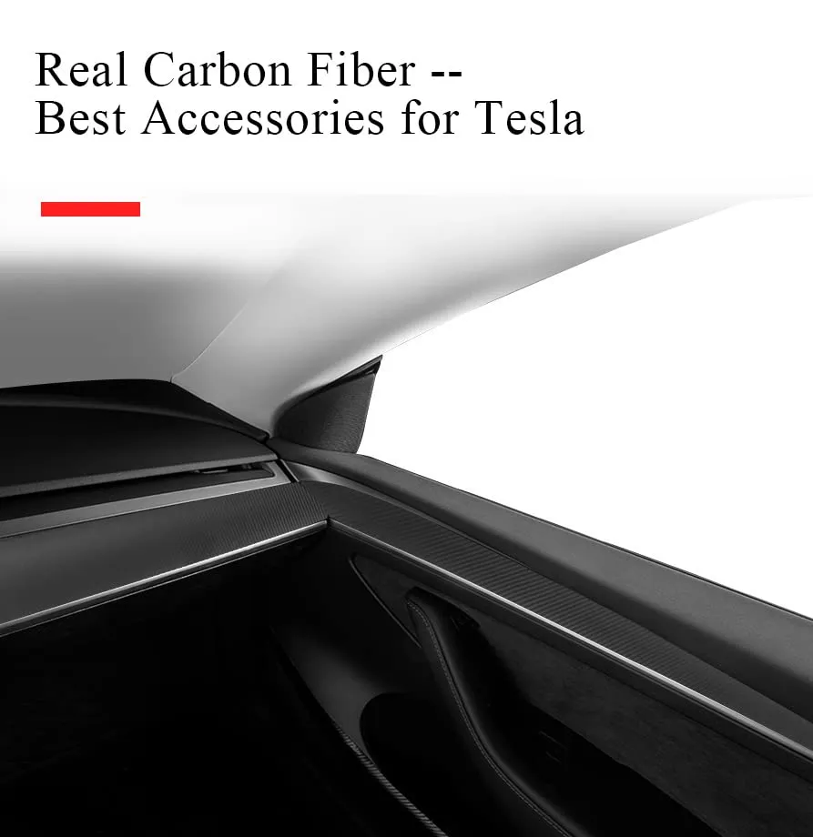 Tesla Model Y 3 Carbon Fiber Interior Accessories Front Door Trim Cover