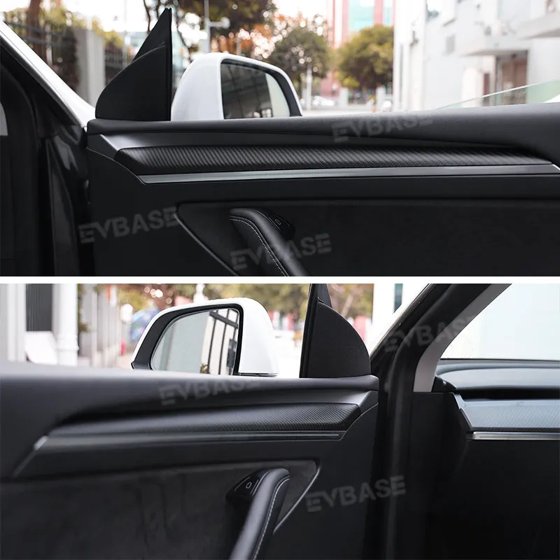 Tesla Model Y 3 Carbon Fiber Interior Accessories Front Door Trim Cover