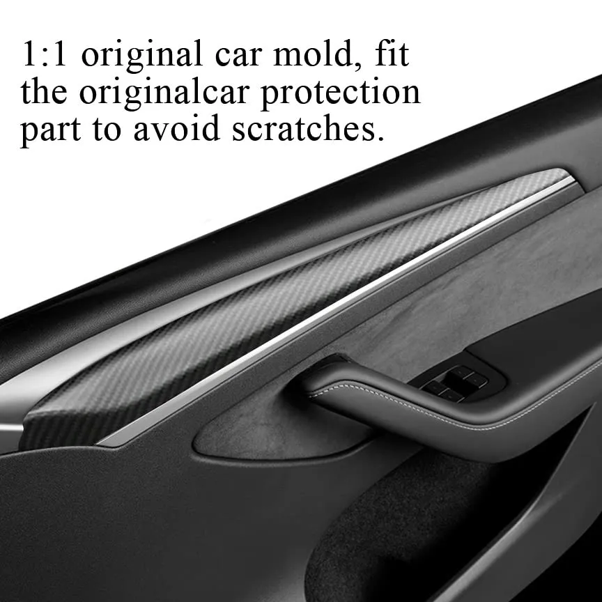 Tesla Model Y 3 Carbon Fiber Interior Accessories Front Door Trim Cover