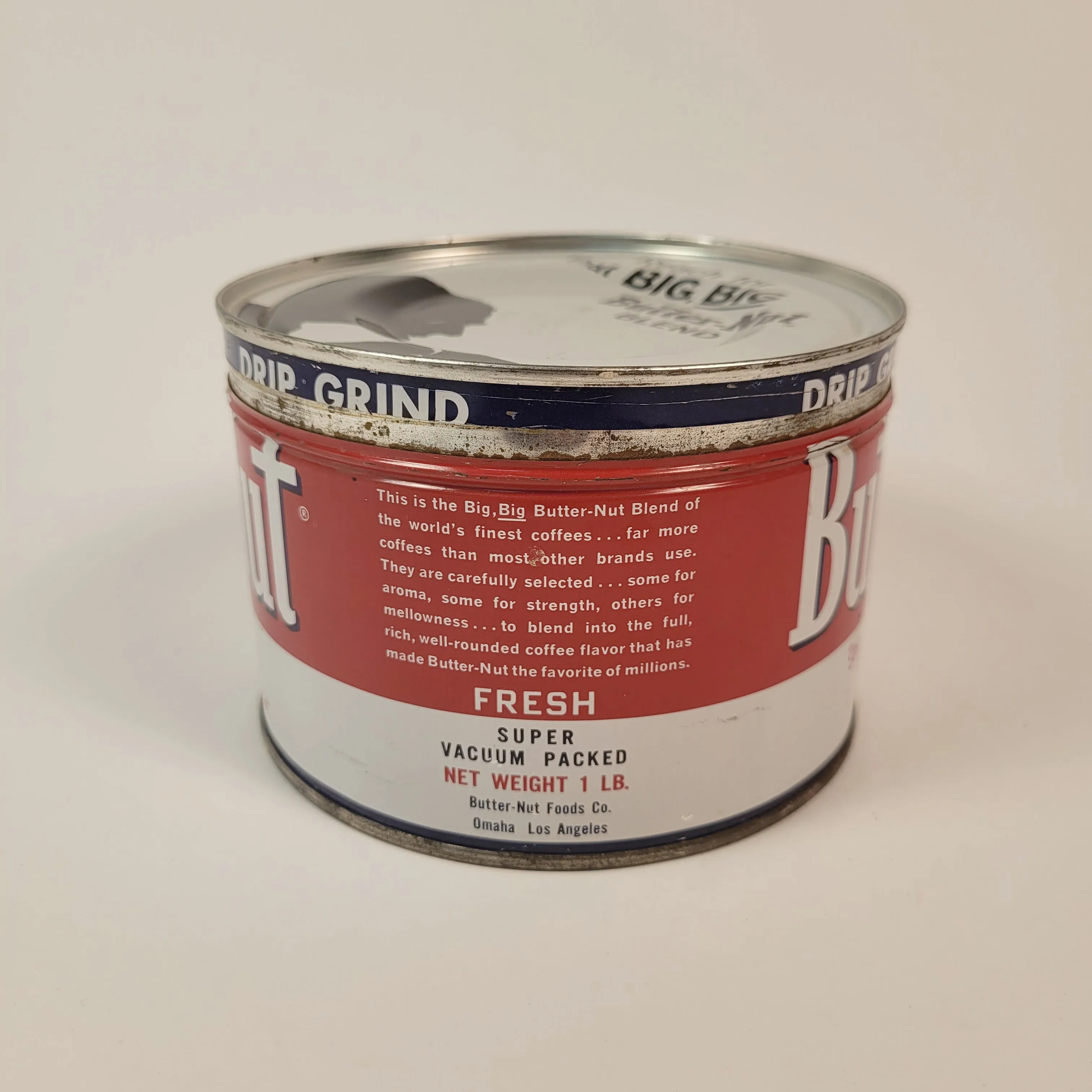 Vintage Mid-Century BUTTER-NUT COFFEE TIN, Vintage Kitchen, Packaging