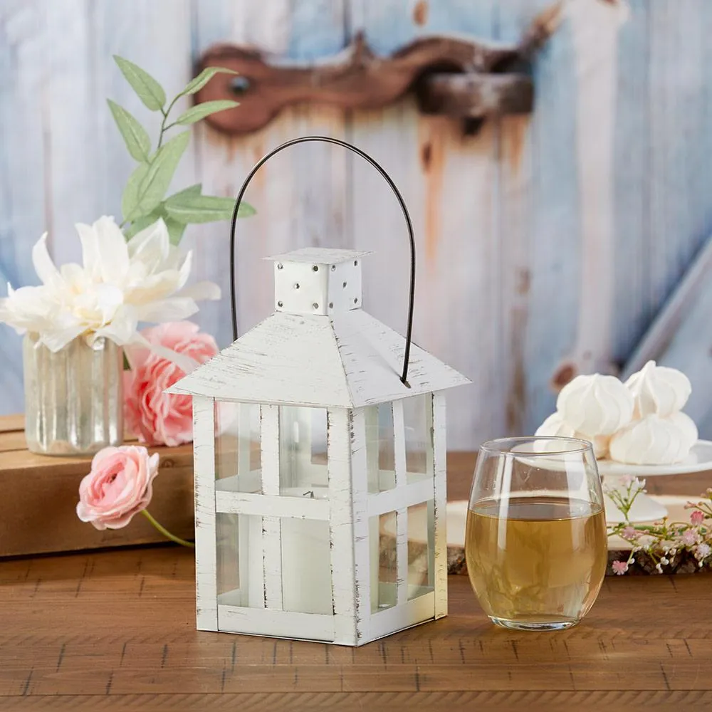 Vintage White Distressed Lantern - Small